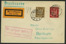 LUFTPOSTBESTÄTIGUNGSSTPL 11-01 BRIEF, BORKUM, Drucksache Von BREMEN Nach Borkum, Prachtbrief - Luft- Und Zeppelinpost