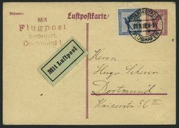 LUFTPOSTBESTÄTIGUNGSSTPL 26-01b BRIEF, DORTMUND, Flugpost, In Rotviolett, Luftpostkarte Von DARMSTADT Nach Dortmund, Pra - Luft- Und Zeppelinpost