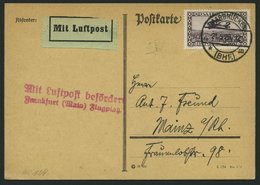 LUFTPOSTBESTÄTIGUNGSSTPL 36-06a BRIEF, FRANKFURT/MAIN, Flugplatz, L2 In Rot, Postkarte Von SAARBRÜCKEN Nach Mainz, Prach - Airmail & Zeppelin