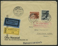 LUFTPOSTBESTÄTIGUNGSSTPL 81-05 BRIEF, NÜRNBERG, Postamt, R2, Einschreibbrief Von Österreich Nach Wallau A.d. Lahn, Prach - Luft- Und Zeppelinpost