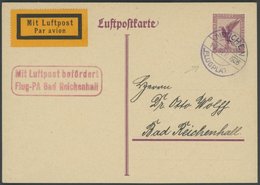 LUFTPOSTBESTÄTIGUNGSSTPL 87-01a BRIEF, REICHENHALL In Rot, Luftpostkarte Von MÜNCHEN Nach Bad Reichenhall, Prachtkarte - Airmail & Zeppelin