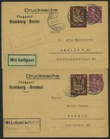 LUFTPOST-GANZSACHEN LPP81/011/2 BRIEF, 30.6.1923, 25 M. Braun, 20 M. Lila Drucksache, Hamburg-Berlin Und Hamburg-Bremen, - Avions