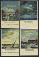 ALTE ANSICHTSKARTEN 1925, Zeppelin-Eckener-Spende, Serie Von 4 Farbigen Ansichtskarten Im Passepatout, 3x, Ungebraucht,  - Altri & Non Classificati