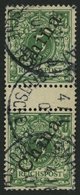 DP CHINA 2IIZS O, 1898, 5 Pf. Steiler Aufdruck Im Zwischenstegpaar, Obere Marke Aufklebefehler Sonst Pracht, Gepr. Bothe - Deutsche Post In China