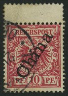 DP CHINA 3IIc O, 1898, 10 Pf. Dunkelrosa Steiler Aufdruck Mit Oben Anhängendem Steg, Pracht, Gepr. Jäschke-L., Mi. (130. - Cina (uffici)