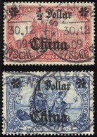 DP CHINA 44IAI,45IAII O, 1906/7, 1/2 D. Auf 1 M. Und 1 D. Auf 2 M., Mit Wz., Friedensdruck, 2 Werte üblich Gezähnt Prach - Chine (bureaux)