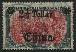 DP CHINA 47IALIIa O, 1906, 21/2 D. Auf 5 M., Mit Wz., Friedensdruck, Abstand 9 Mm, Gelblichrot Quarzend, Pracht, Gepr. J - Chine (bureaux)