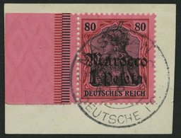 DP IN MAROKKO 42 BrfStk, 1911, 1 P. Auf 80 Pf., Mit Wz., Mit Breitem Linken Rand, Stempel MASAGAN, Prachtbriefstück, Mi. - Deutsche Post In Marokko