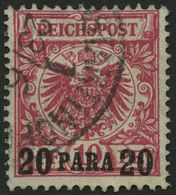 DP TÜRKEI 7a O, 1889, 20 PA. Auf 10 Pf. Rosarot, Kleine Falzhelle Stelle Sonst Pracht, Gepr. Jäschke-L., Mi. 120.- - Turkey (offices)