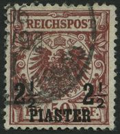 DP TÜRKEI 10ba O, 1899, 21/2 PIA. Auf 50 Pf. Lilabraun, Feinst (Bugspur), Gepr. Jäschke-L., Mi. 150.- - Turkey (offices)