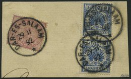 DEUTSCH-OSTAFRIKA VO 48c Paar BrfStk, 1892, 20 C. Kobaltblau Im Senkrechten Paar Mit Nicht Perfekter 2 M. (VO 37e) Auf L - Africa Orientale Tedesca