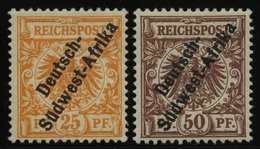 DSWA Ia,II *, 1897, 25 Pf. Gelblichorange Und 50 Pf. Lebhaftrötlichbraun, Falzrest, 2 Prachtwerte, Mi. 560.- - German South West Africa