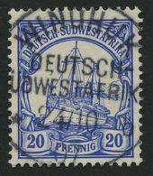 DSWA 14 O, WINDHUK Auf 20 Pf. Violettultramarin, Pracht - German South West Africa