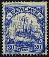 KAMERUN 23Ia O, 1914, 20 Pf. Lilaultramarin, Mit Wz., Seepost-Stempel, Ein Kurzer Zahn Sonst Pracht, Gepr. Steuer, Mi. 1 - Kamerun