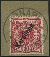 KAROLINEN 3IIb BrfStk, 1900. 10 Pf. Lilarot Steiler Aufdruck, Prachtbriefstück, Gepr. Jäschke-L., Mi. (130.-) - Islas Carolinas