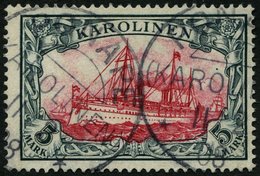 KAROLINEN 19 O, 1901, 5 M. Grünschwarz/dunkelkarmin, Ohne Wz., Stempel PONAPE, Pracht, Signiert, Mi. 600.- - Carolines