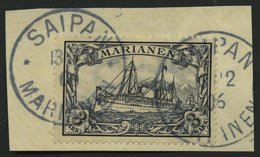 MARIANEN 18 BrfStk, 1901, 3 M. Violettschwarz, Prachtbriefstück, Gepr. U.a. Grobe, Mi. (160.-) - Mariana Islands