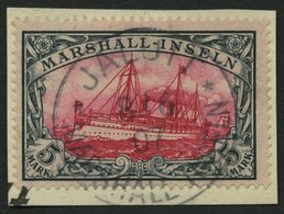MARSHALL-INSELN 25 BrfStk, 1901, 5 M. Grünschwarz/dunkelkarmin, Ohne Wz., Prachtbriefstück, Gepr. Bothe, Mi. (600.-) - Marshall