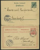 MARSHALL-INSELN P 5,8F BRIEF, 1900/02, 5 Pf. Grün Und 10/10 Pf. Karmin, Frageteil, 2 Prachtkarten Von JALUIT Nach Hambur - Marshall-Inseln