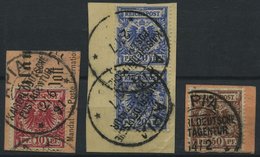 SAMOA V 47/8,50d BrfStk, 1890, 10, 20 Und 50 Pf. Krone/Adler, Stempel APIA KDPAG, 3 Briefstücke, Meist Pracht - Samoa