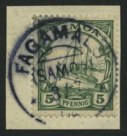 SAMOA 8 BrfStk, 1900, 5 Pf. Grün, Ohne Wz., Stempel FAGAMALO, Prachtbriefstück - Samoa