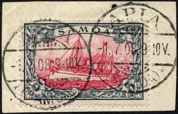 SAMOA 19 BrfStk, 1901, 5 M. Grünschwarz/bräunlichkarmin, Ohne Wz., Prachtbriefstück, Mi. (600.-) - Samoa
