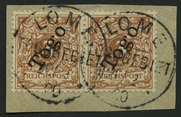 TOGO 1b Paar BrfStk, 1898, 3 Pf. Hellockerbraun Im Waagerechten Paar, Stempel LOME, Prachtbriefstück, Gepr. Bothe (als C - Togo