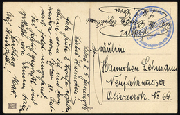 MSP VON 1914 - 1918 (Großer Kreuzer ROON), 5.1.1916, Blauer Briefstempel, Feldpost-Ansichtskarte Von Bord Der Roon, Prac - Marítimo