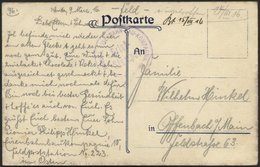 DT. FP IM BALTIKUM 1914/18 Feldpoststation Nr. 223, 15.3.16 (handschriftlich, Ohne Feldpoststempel), Auf Farbiger Gruß A - Letonia