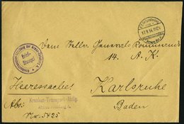 FELDPOST I.WK 1916, Heeressache Mit Briefstempel Und Violettem L2 KRANKEN-TRANSPORT-ABTLG. ARMEE-ABTEILUNG A. Nach Karls - Oblitérés