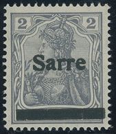 SAARGEBIET A1 PF D **, 1920, 2 Pf. Dunkelblaugrau (schraffierter Hintergrund), Aufdruck Irrtümlich Auf Dt. Reich Mi.Nr.  - Autres & Non Classés