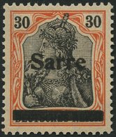 SAARGEBIET 10yI *, 1920, 30 Pf. Dunkelrotorange/schwarz Auf Orangeweiß, Type I, Falzreste, Ein Kurzer Zahn Sonst Pracht, - Altri & Non Classificati