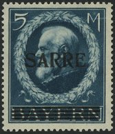 SAARGEBIET 30 **, 1920, 5 M. Bayern-Sarre, Waagerechte Leichte Wellung Sonst Pracht, Gepr. Burger, Mi. 2500.- - Autres & Non Classés