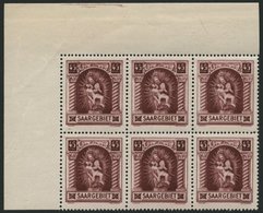 SAARGEBIET 102I **, 1925, 45 C. Madonna Im Oberen Linken Eckrandsechserblock, Dabei Feld 10 Mit Abart 4.5 Statt 45 Cent. - Otros & Sin Clasificación