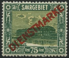 SAARGEBIET D 10PF XXII *, 1922, 75 C. Dunkelbläulichgrün/orangeweiß Mit Abart Punkt Auf Der Einfassunglinie über Innenra - Autres & Non Classés