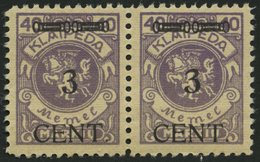 MEMELGEBIET 178W1 **, 1923, 3 C. Auf 40 M. Lebhaftgrauviolett, Type II Und I Zusammen Im Waagerechten Paar, Postfrisch,  - Memel (Klaipeda) 1923