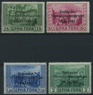 MONTENEGRO 10-13 **, 1943, 25 C. - 2 L. Nationaler Verwaltungsausschuss, 4 Prachtwerte, Mi. 240.- - Besetzungen 1938-45