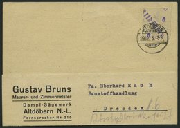 ALTDÖBERN 1II BRIEF, 29.12.1945, 6 Pf. Wertziffer Violett, Stellung II, Prachtkarte, Gepr. Weigelt Mit Befund - Autres & Non Classés