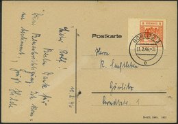 GÖRLITZ 15UI BRIEF, 1945, 6 Pf. Rotorange, Gelblich Gestrichenes Papier, Linkes Randstück, Links Ungezähnt, Auf Postkart - Correos Privados & Locales