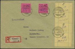 GROSSRÄSCHEN 3S BRIEF, 1946, 5 Pf. Gebührenmarke Aus Streifen Im Senkrechten Viererstreifen Mit Mi.Nr. 9 Und 11 Auf Eins - Posta Privata & Locale