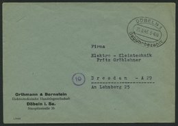 ALL. BES. GEBÜHR BEZAHLT DÖBELN 1 Gebühr Bezahlt, 25.9.45, Ellipsenstempel, Prachtbrief - Otros & Sin Clasificación