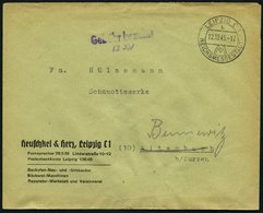 ALL. BES. GEBÜHR BEZAHLT LEIPZIG REICHSMESSESTADT, 12.10.45, Violetter L2 Gebühr Bezahlt, Brief Feinst - Otros & Sin Clasificación