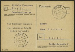 ALL. BES. GANZSACHEN P 768II BRIEF, 1945, 6 Pf. Schwarz, Type II, Stempel KIEL 4, Feinst, Mi. 100.- - Autres & Non Classés