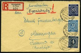 ALLIIERTE BES. 914,924,935 BRIEF, 1946, 4, 20 Und 80 Pf. Ziffer Auf Einschreiben-eigenhändig Von KÖNIGSTEIN Nach Meining - Other & Unclassified