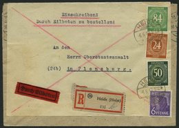 ALLIIERTE BES. 925,32,36,44 BRIEF, 1947, 24,50,84 Und 6 Pf. Auf Doppelt Verwendetem Eil-Einschreibbrief Von HEIDE (HOLST - Sonstige & Ohne Zuordnung