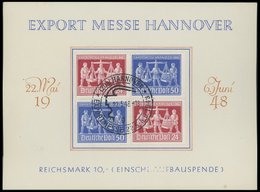 ALLIIERTE BES. V Zd 2 BrfStk, 1948, Exportmesse Im Viererblock Auf Schmuckblatt Mit Ersttag-Sonderstempel, Pracht, Kurzb - Other & Unclassified