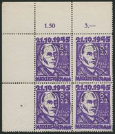 MECKLENBURG-VORPOMMERN 21 VB O, 1945, 8 Pf. Faschismus Im Oberen Linken Eckrandviererblock, Pracht, Gepr. Kramp, Mi. (32 - Sonstige & Ohne Zuordnung