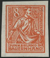 MECKLENBURG-VORPOMMERN 24PIIU (*), 1945, Probedruck: 8 Pf. Orange, Pergamentpapier, Ungezähnt, Pracht, Mi. 180.- - Autres & Non Classés