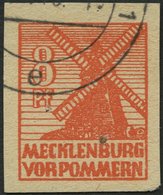 MECKLENBURG-VORPOMMERN 34yb O, 1946, 8 Pf. Rotorange, Graues Papier, Pracht, Gepr. Kramp, Mi. 2500.- - Autres & Non Classés