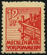 MECKLENBURG-VORPOMMERN 36yf **, 1946, 12 Pf. Dunkelrosa, Graues Papier, Pracht, Gepr. Kramp, Mi. 80.- - Autres & Non Classés